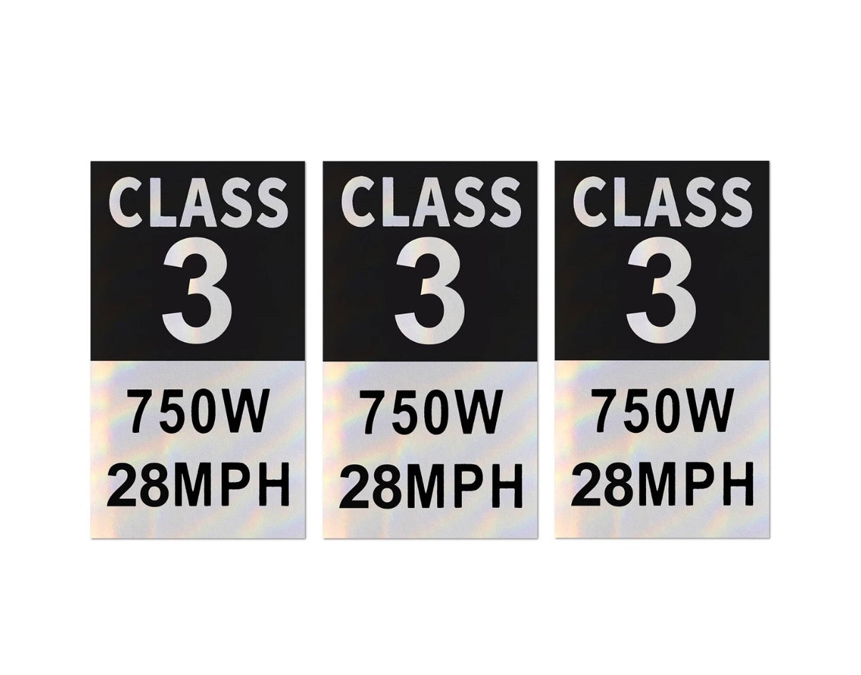Class 3 e-bike stickers